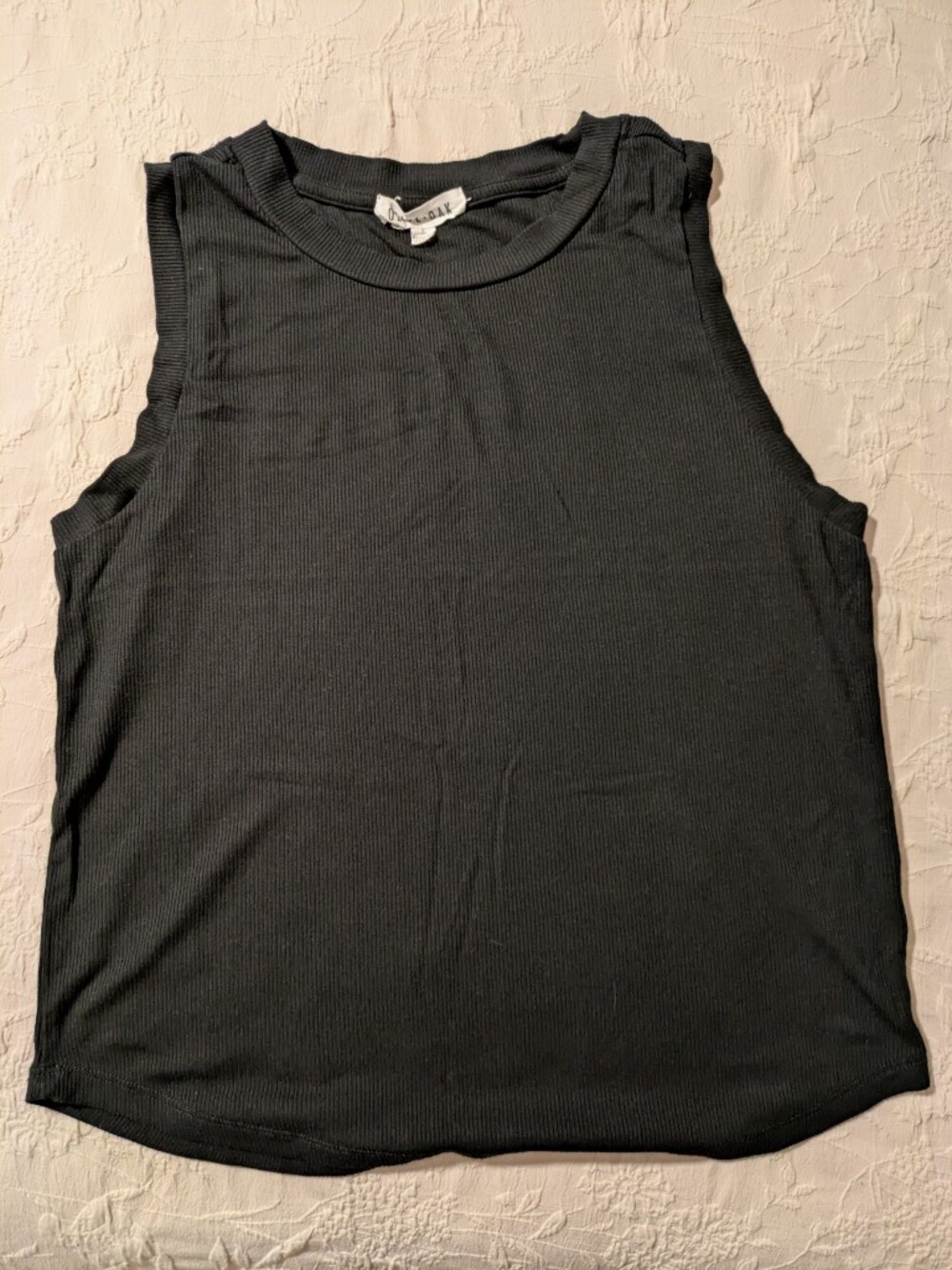 Olive & Oak Solid Black Ribbed Tank Top